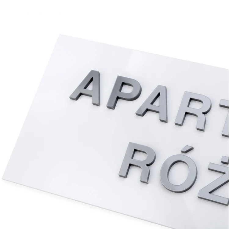 White plaque with embossed letters - dimensions: 300x110mm - TAB520