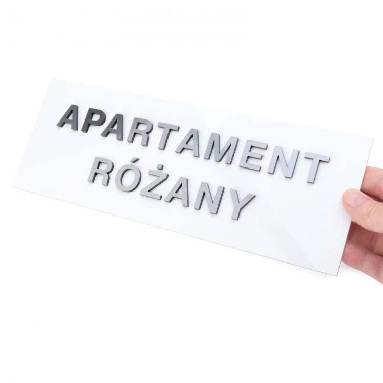 White plaque with embossed letters - dimensions: 300x110mm - TAB520