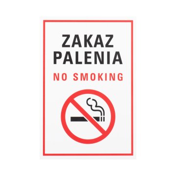 White No Smoking Sign - UV Print - Size 150x220mm - Z018