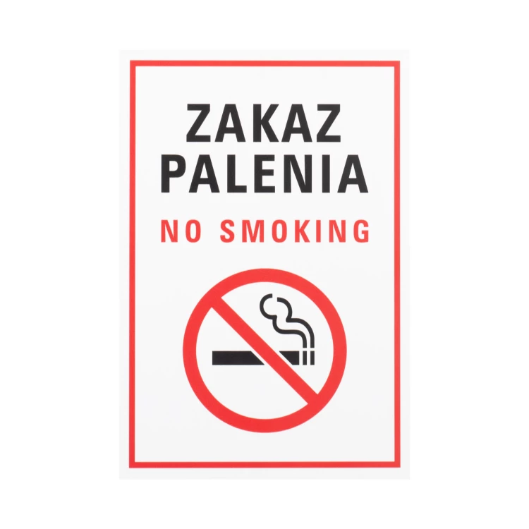 White No Smoking Sign - UV Print - Size 150x220mm - Z018