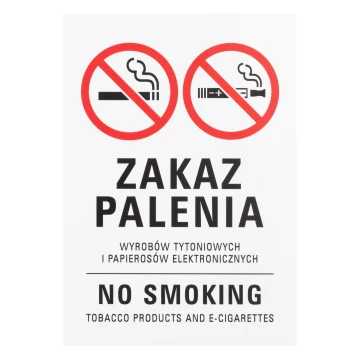 White No Smoking Sign - UV Print - Size 210x300mm - Z022
