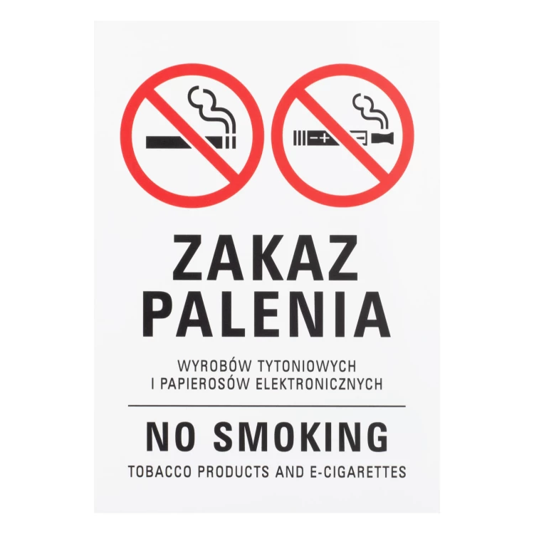 White No Smoking Sign - UV Print - Size 210x300mm - Z022