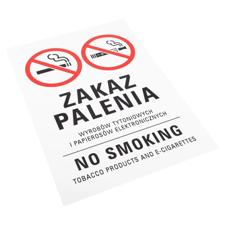 White No Smoking Sign - UV Print - Size 210x300mm - Z022