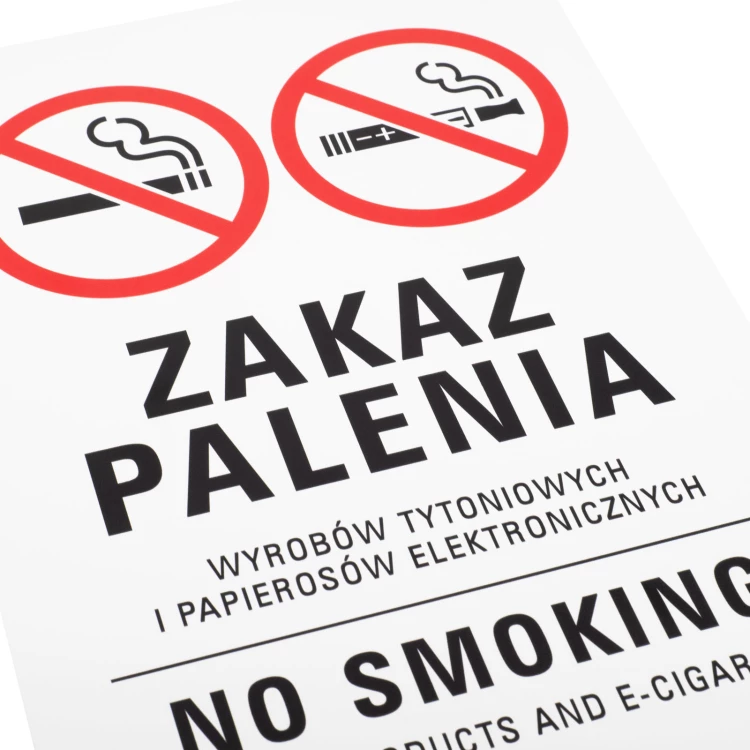 White No Smoking Sign - UV Print - Size 210x300mm - Z022