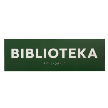 Library - Door or Wall Plaque with Braille Script - Size 310x100mm - PVC - UV Print - TAB284