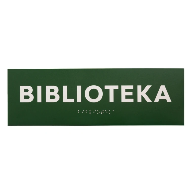 Library - Door or Wall Plaque with Braille Script - Size 310x100mm - PVC - UV Print - TAB284