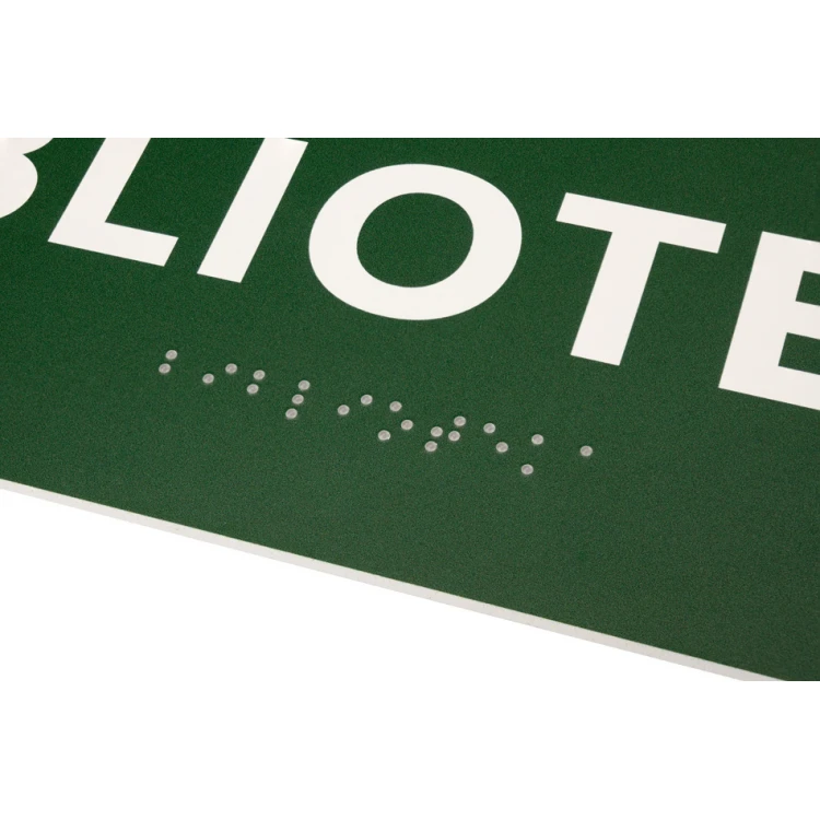 Library - Door or Wall Plaque with Braille Script - Size 310x100mm - PVC - UV Print - TAB284