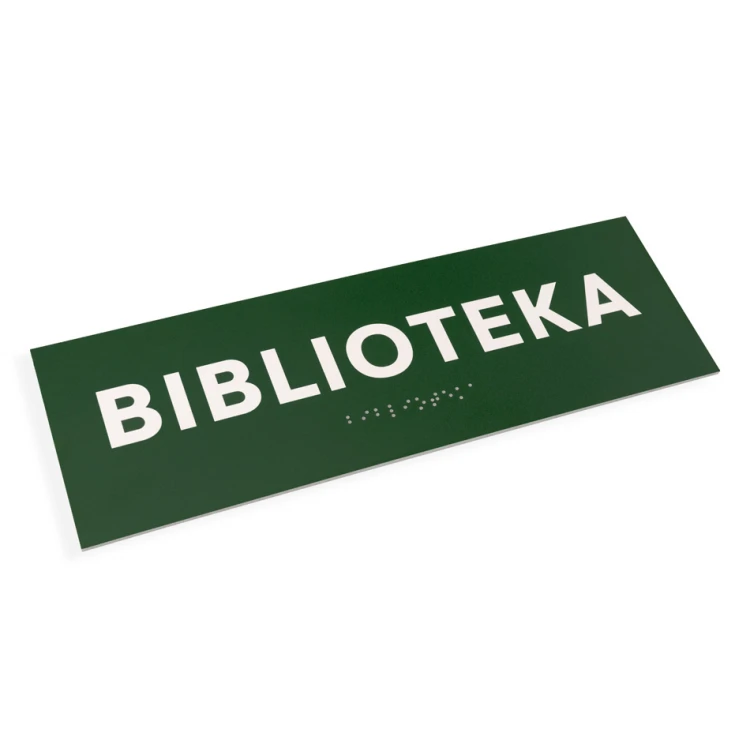 Library - Door or Wall Plaque with Braille Script - Size 310x100mm - PVC - UV Print - TAB284