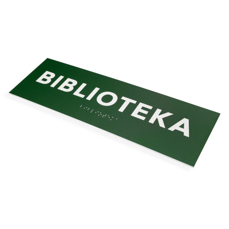 Library - Door or Wall Plaque with Braille Script - Size 310x100mm - PVC - UV Print - TAB284