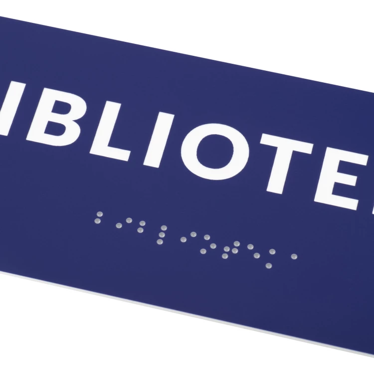 Library - Door or Wall Plaque with Braille Script - Size 200x80mm - TAB557