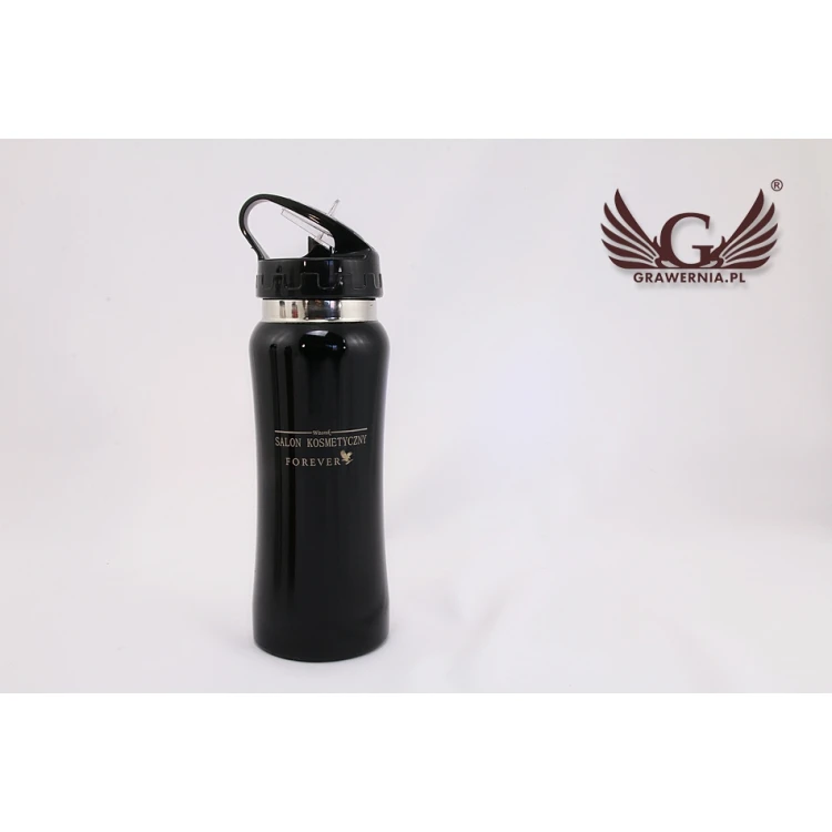 Sport Water Bottle 550 ml - Stainless Steel - Black Color