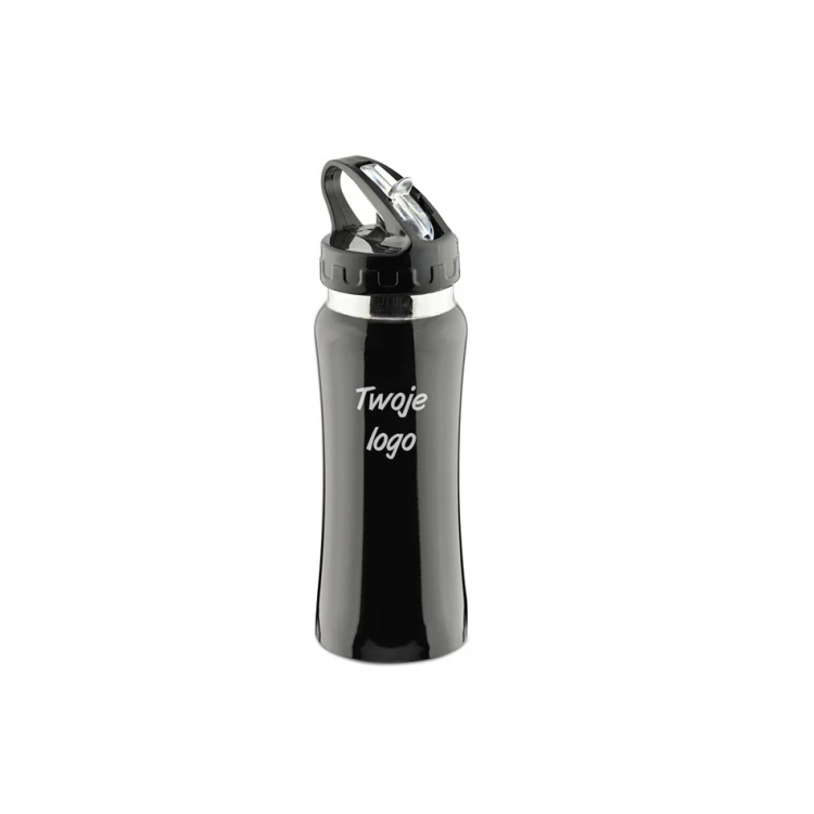 Sport Water Bottle 550 ml - Stainless Steel - Black Color