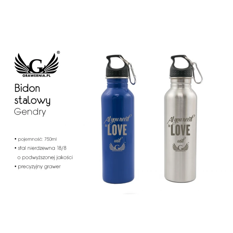 Steel Water Bottle with Engraving - Gendry - 750ml capacity - BID004
