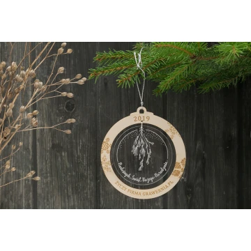 Christmas Tree Baubles Wood and Plexi - size 80x86mm - any engraving - BDR022