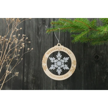 Wood and Plexiglass Christmas Baubles - size 80x86mm - any engraving - BDR021