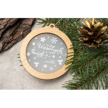 Wooden and Plexi Christmas Baubles - size 80x86mm - any print - BDR030
