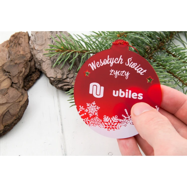 Red Transparent Plexiglass Christmas Baubles - size 70x77mm - any UV print - BDR026