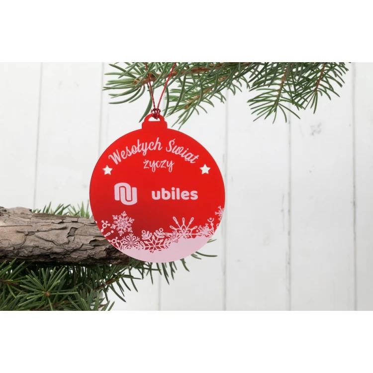 Red Transparent Plexiglass Christmas Baubles - size 70x77mm - any UV print - BDR026