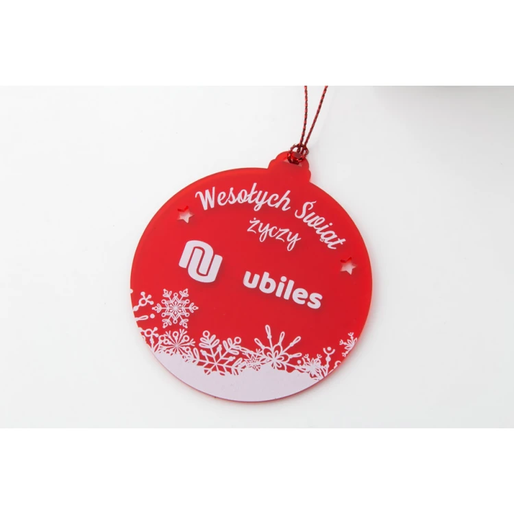 Red Transparent Plexiglass Christmas Baubles - size 70x77mm - any UV print - BDR026