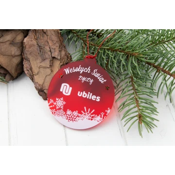 Red Transparent Plexiglass Christmas Baubles - size 70x77mm - any UV print - BDR026