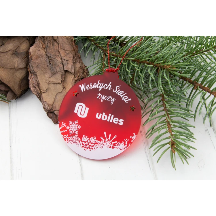 Red Transparent Plexiglass Christmas Baubles - size 70x77mm - any UV print - BDR026