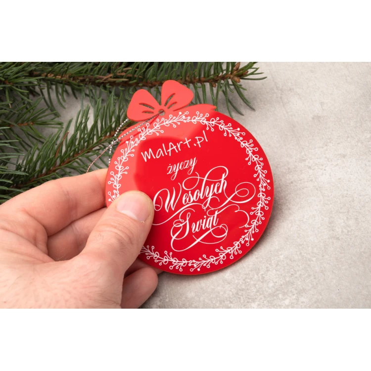 Red Plexi Christmas Baubles - size 80x93mm - any print - BDR037