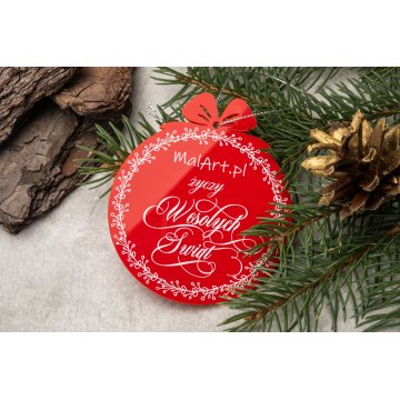 Red Plexi Christmas Baubles - size 80x93mm - any print - BDR037