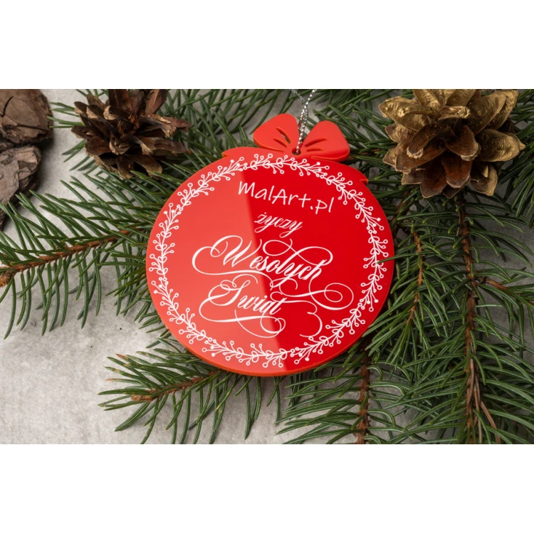 Red Plexi Christmas Baubles - size 80x93mm - any print - BDR037