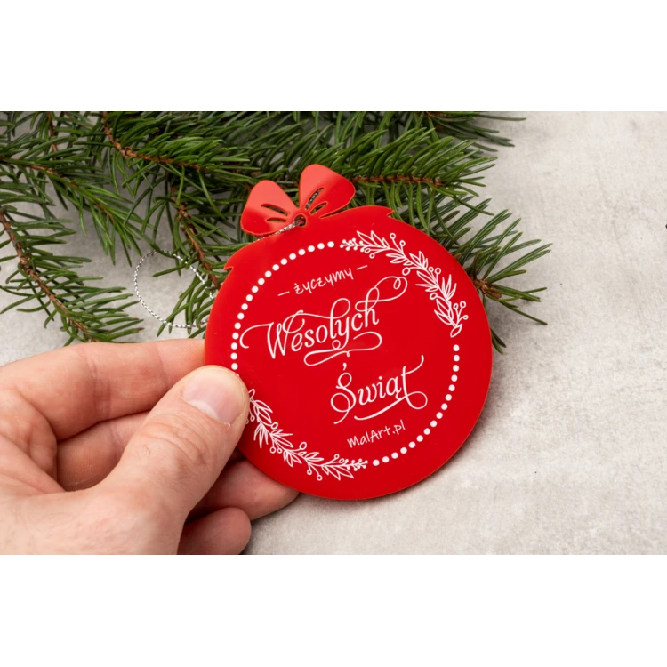 Red Plexi Christmas Baubles - size 76x89mm - any print - BDR038