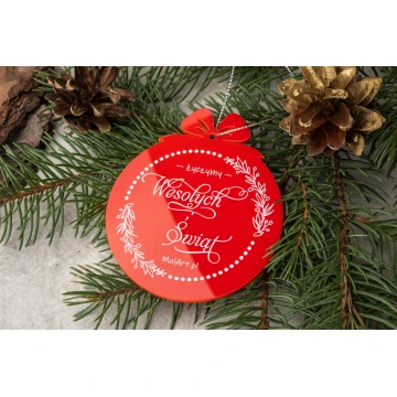 Red Plexi Christmas Baubles - size 76x89mm - any print - BDR038