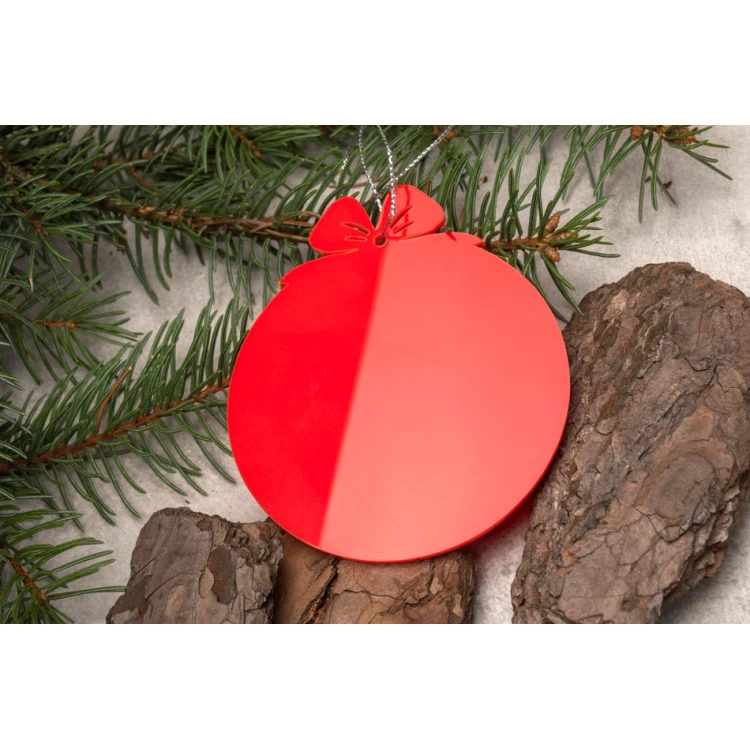 Red Plexi Christmas Baubles - size 76x89mm - any print - BDR038
