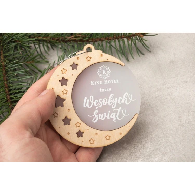 Wooden and Plexi Christmas Baubles - size 80x86mm - any print - BDR031