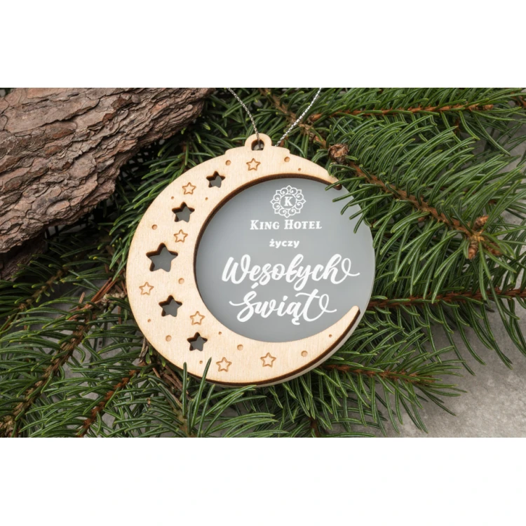 Wooden and Plexi Christmas Baubles - size 80x86mm - any print - BDR031