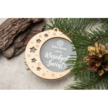 Wooden and Plexi Christmas Baubles - size 80x86mm - any print - BDR031