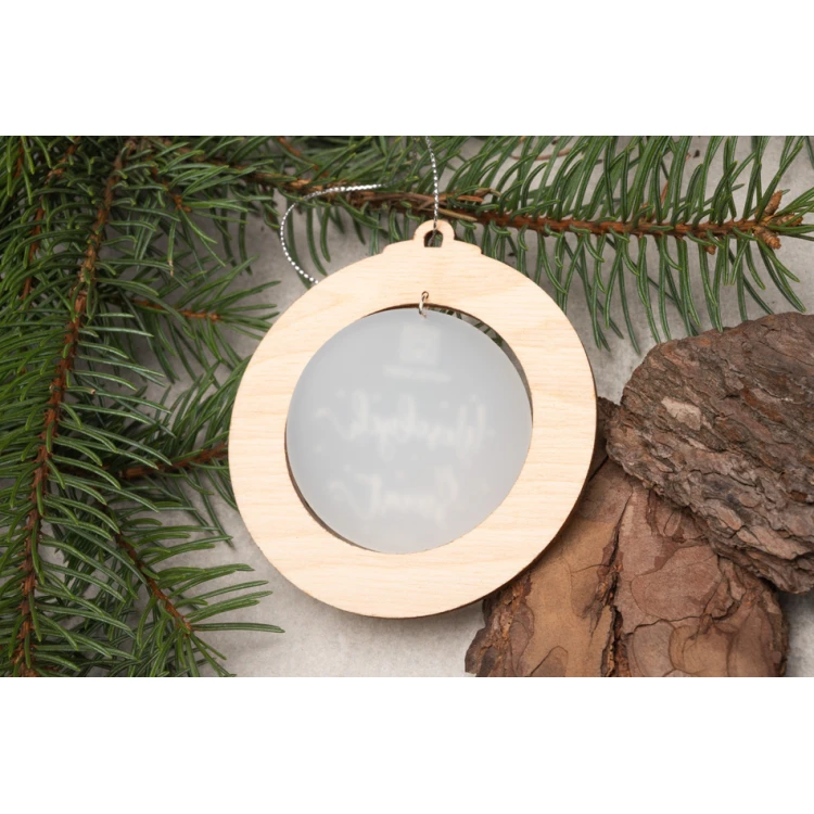 Wooden and Plexi Christmas Baubles - size 80x86mm - any print - BDR032