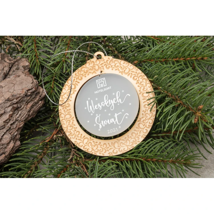Wooden and Plexi Christmas Baubles - size 80x86mm - any print - BDR032