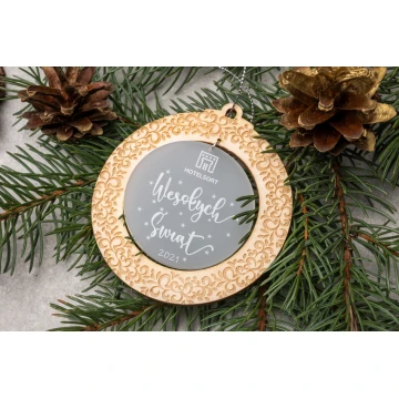 Wooden and Plexi Christmas Baubles - size 80x86mm - any print - BDR032