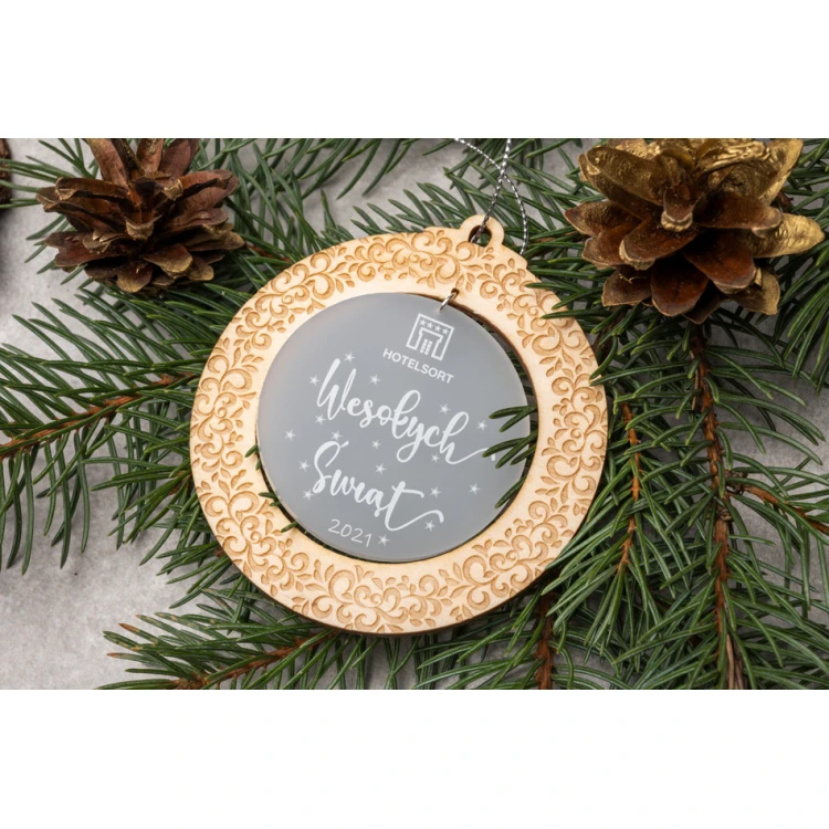 Wooden and Plexi Christmas Baubles - size 80x86mm - any print - BDR032