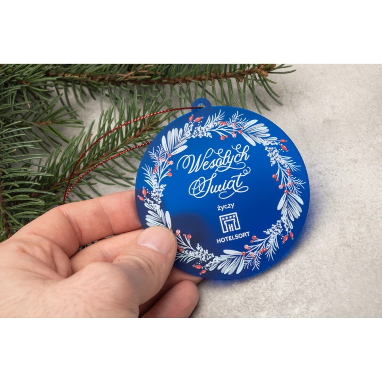 Blue Frost Plexi Christmas Baubles - size 80x84mm - any print - BDR039