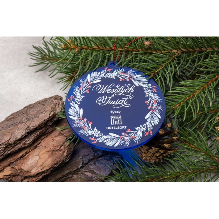 Blue Frost Plexi Christmas Baubles - size 80x84mm - any print - BDR039
