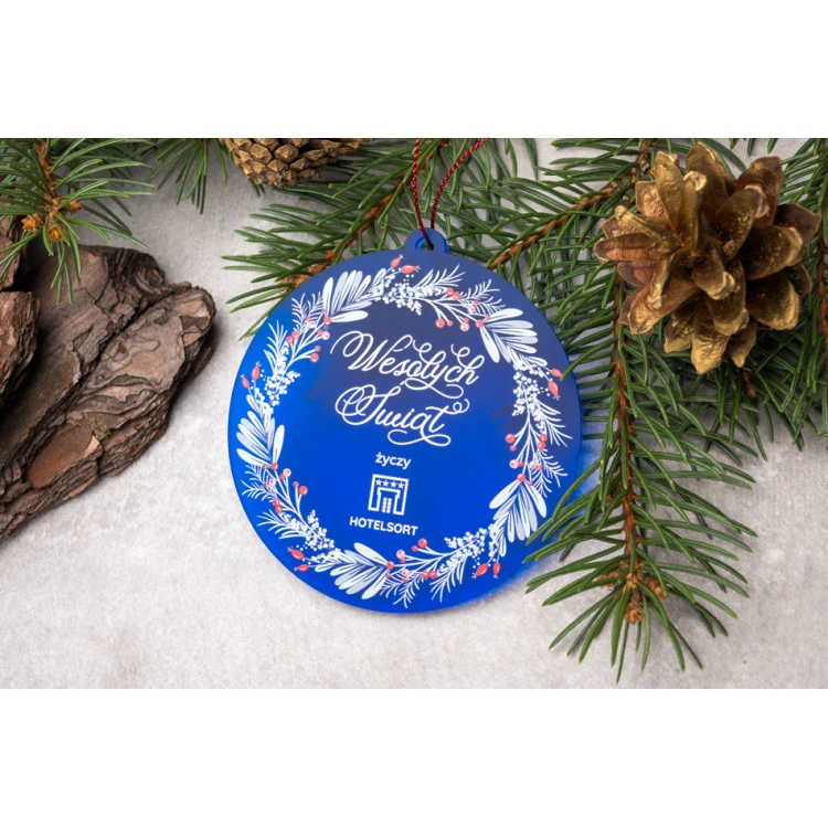 Blue Frost Plexi Christmas Baubles - size 80x84mm - any print - BDR039