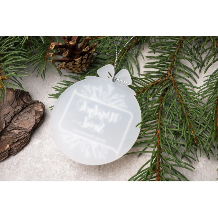 Plexi Frost Christmas Baubles - size 71x82mm - any print - BDR035
