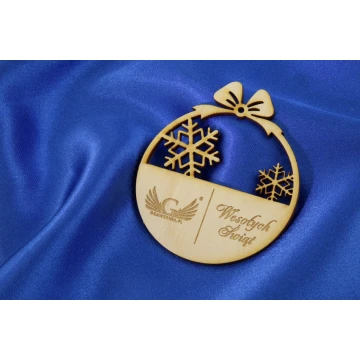 Plywood Christmas Baubles with Custom Engraving - size 71x82mm - BDR001