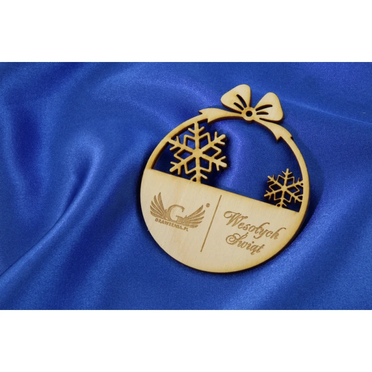 Plywood Christmas Baubles with Custom Engraving - size 71x82mm - BDR001