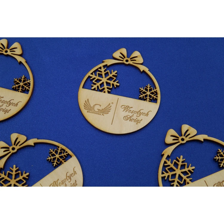 Plywood Christmas Baubles with Custom Engraving - size 71x82mm - BDR001