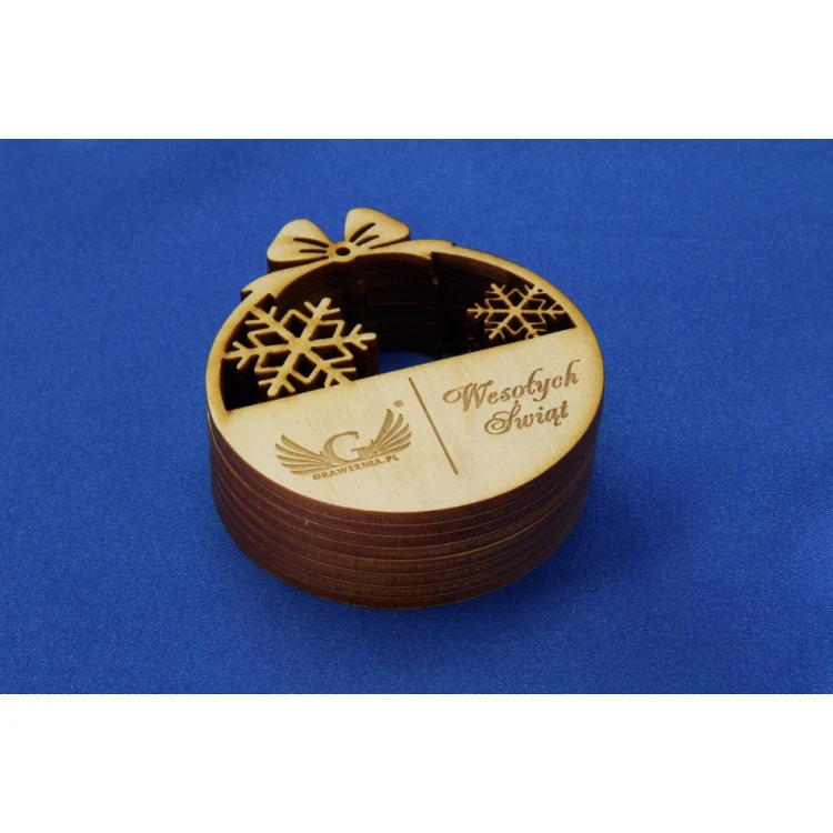 Plywood Christmas Baubles with Custom Engraving - size 71x82mm - BDR001
