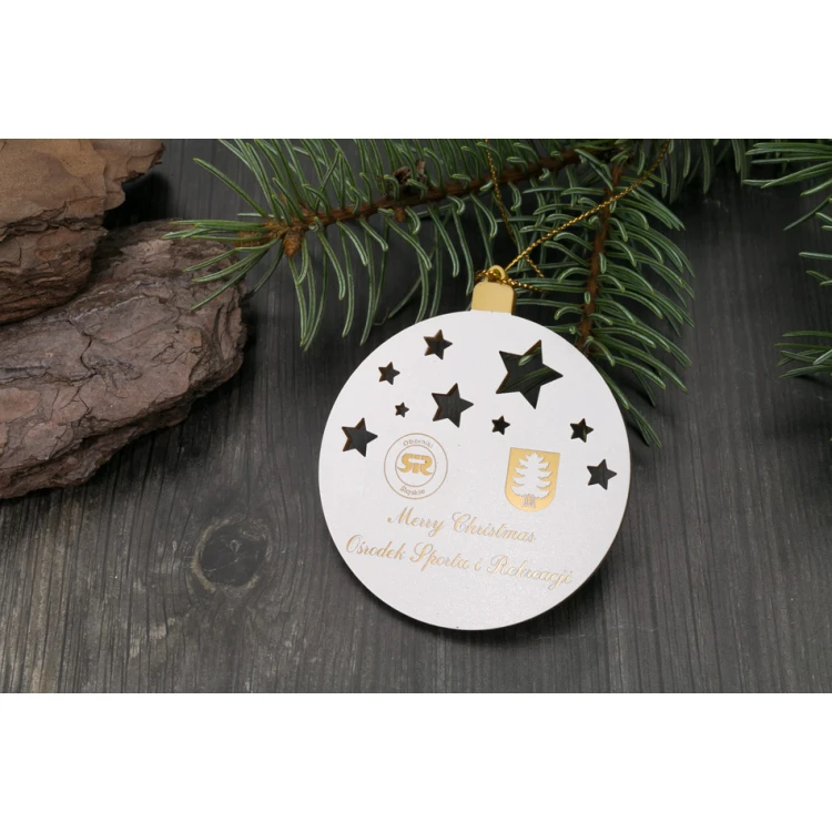 Christmas Tree Baubles made of Gold Plexi - size 60x69mm - any UV print - BDR025
