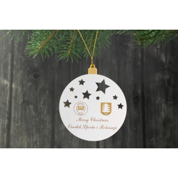 Christmas Tree Baubles made of Gold Plexi - size 60x69mm - any UV print - BDR025