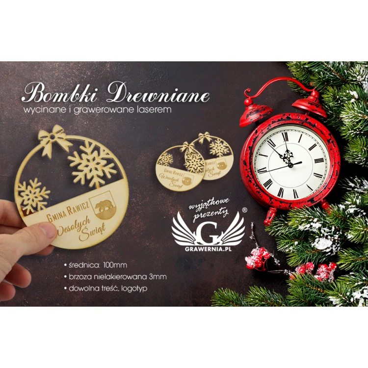 Wooden Baubles with Custom Engraving - Diameter 100mm - BDR006