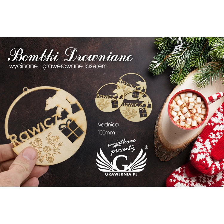 Wooden Baubles with Custom Engraving - Diameter 100mm - BDR004